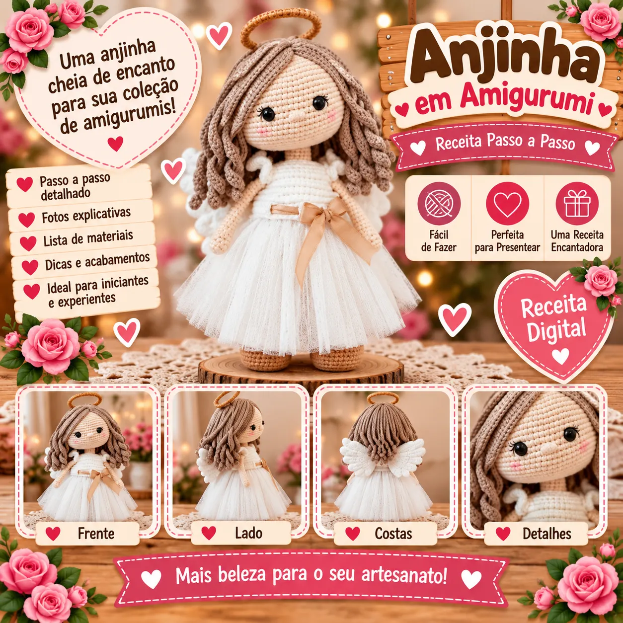 👧🎀 Boneca Delicada em Amigurumi – Receita Passo a Passo
