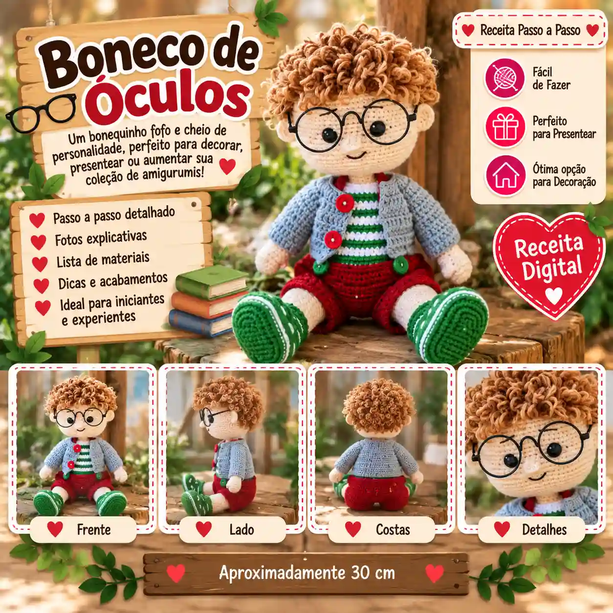 👓🧒 Boneco de Óculos em Amigurumi – Receita Passo a Passo