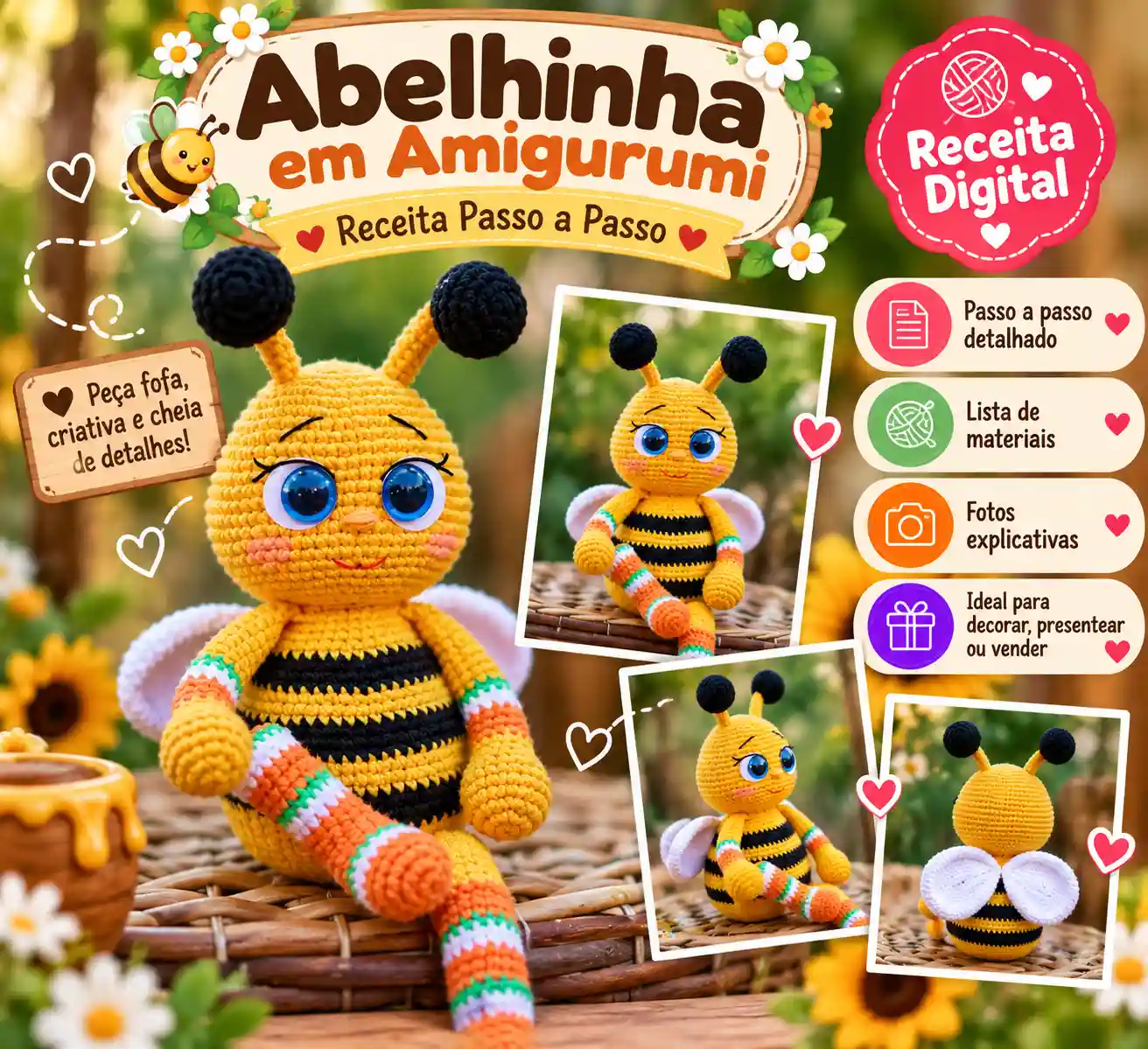 🐝🧶 Abelhinha Fofa em Amigurumi – Receita Passo a Passo