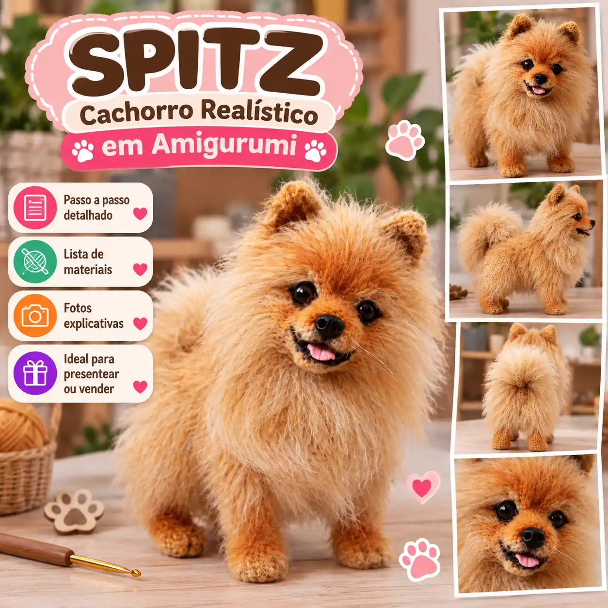 🐶🧶 Cachorro Spitz Realista em Amigurumi – Receita Passo a Passo
