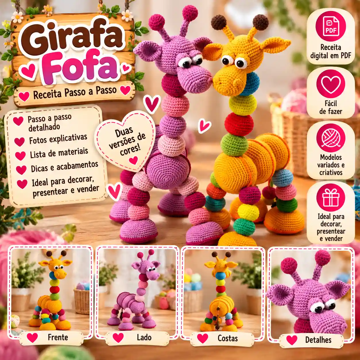 🦒🧶 Girafa Fofa em Amigurumi – Receita Passo a Passo