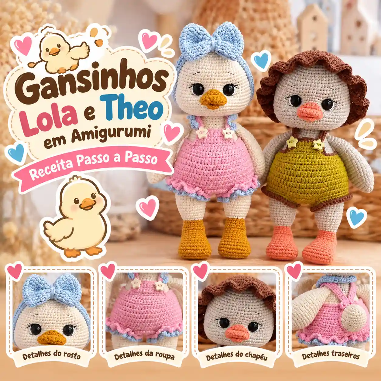 🪿🧶 Gansinhos Lola e Theo em Amigurumi – Receita Passo a Passo