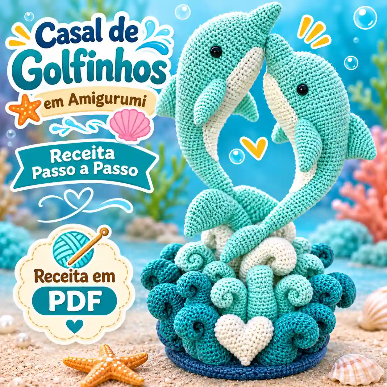 🐬🧶 Casal de Golfinhos em Amigurumi – Receita Passo a Passo em PDF