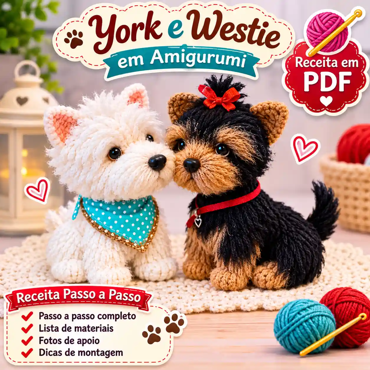 🐶🧶 Yorkshire e Westie em Amigurumi – Receitas Passo a Passo em PDF