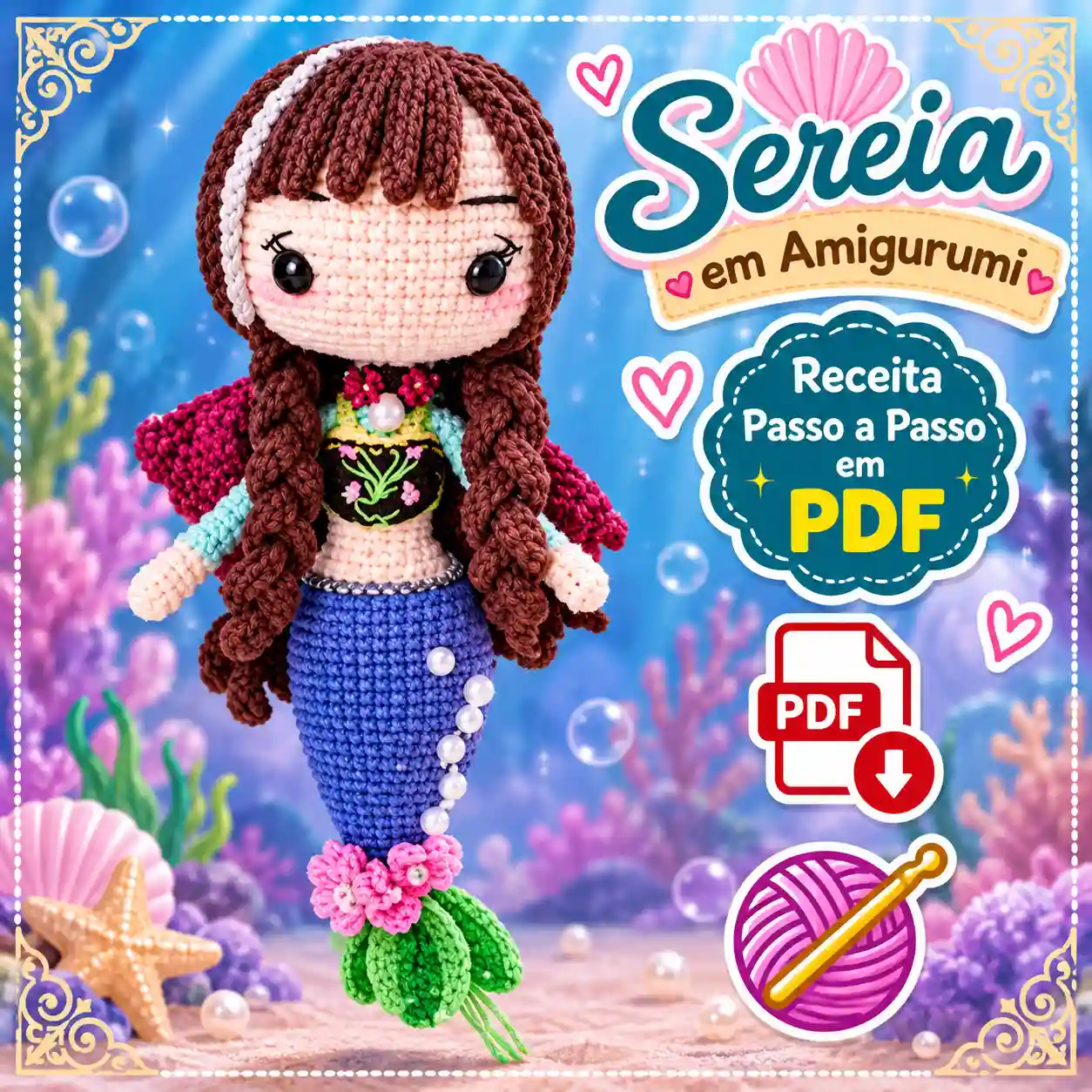 Ana Sereia em Amigurumi – Receita de Crochê Passo a Passo em PDF